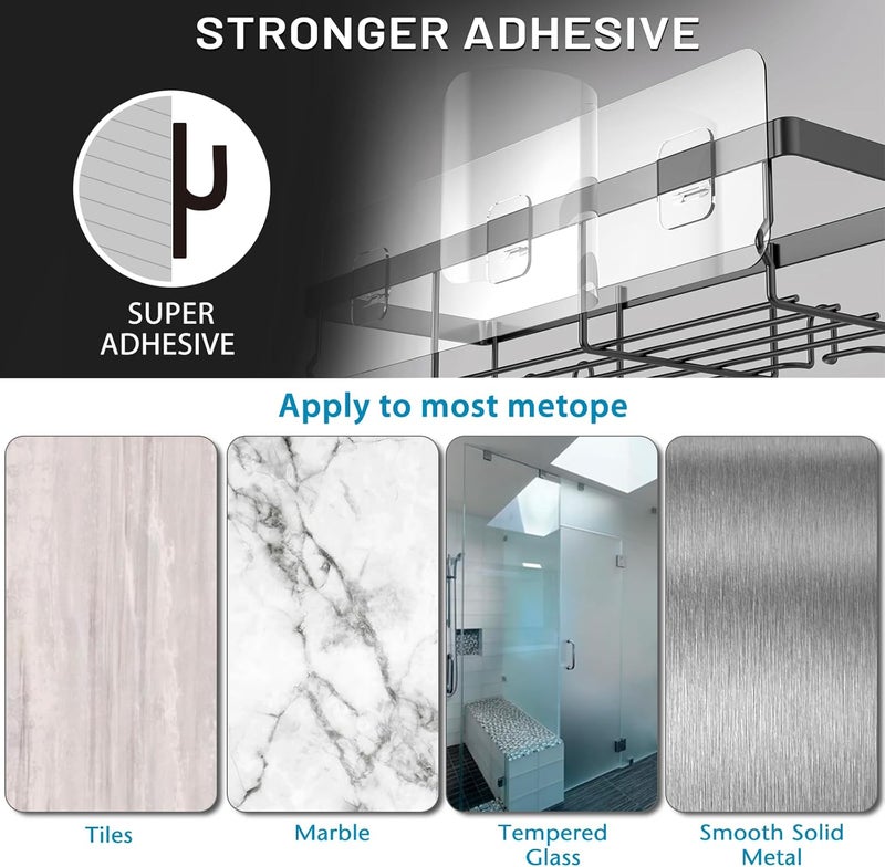 Moforoco Adhesive Shower Caddy Organizer Shelves Rack - 5 Pack Corner Bathroom Storage Organization, Home & Kitchen Decor Inside RV Accessories, Hanging First Apartment Household Camper Essentials - Image 3